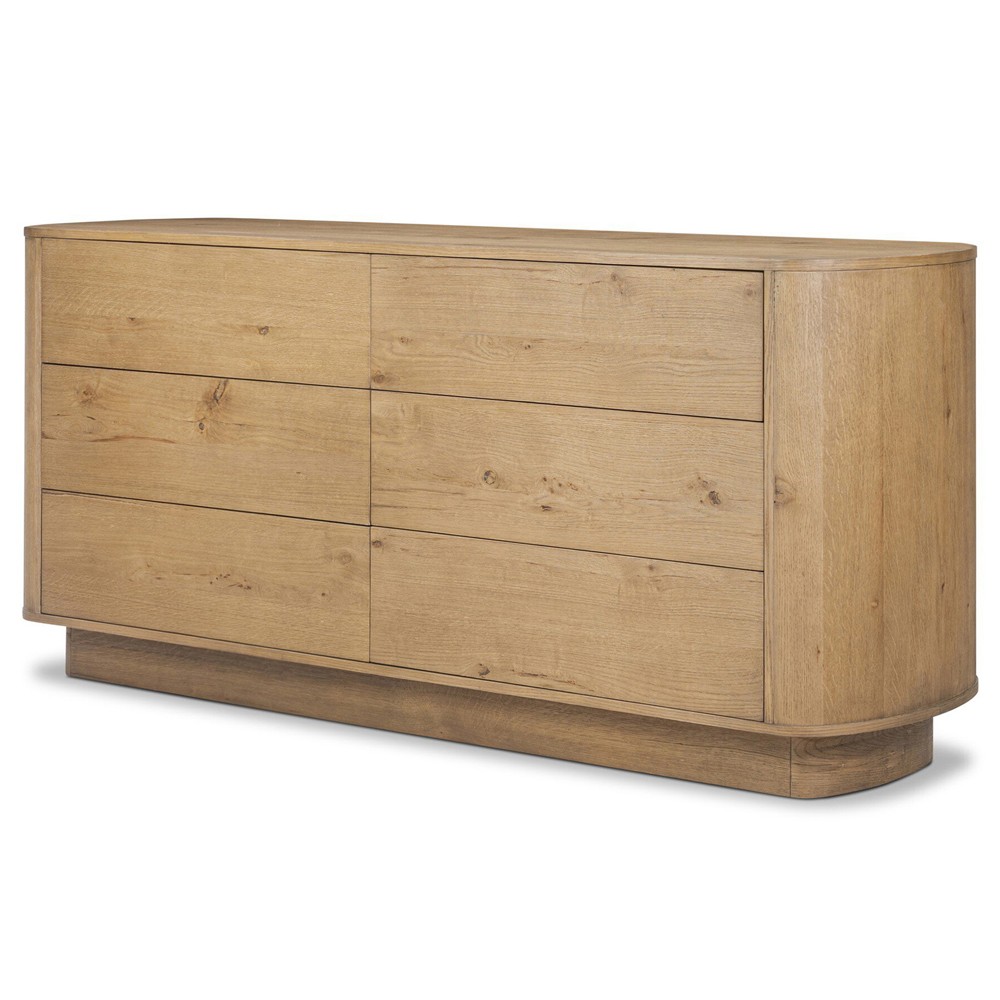 Paris Rustic Lodge Worn Brown Oak Double Dresser|