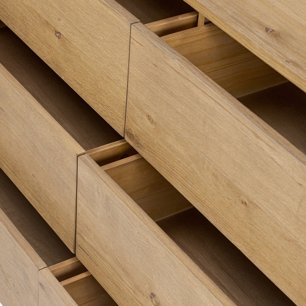 Paris Rustic Lodge Worn Brown Oak Double Dresser|