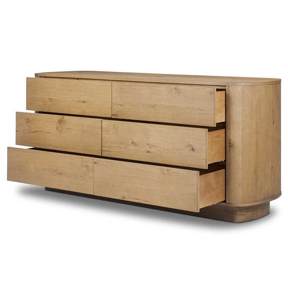 Paris Rustic Lodge Worn Brown Oak Double Dresser|