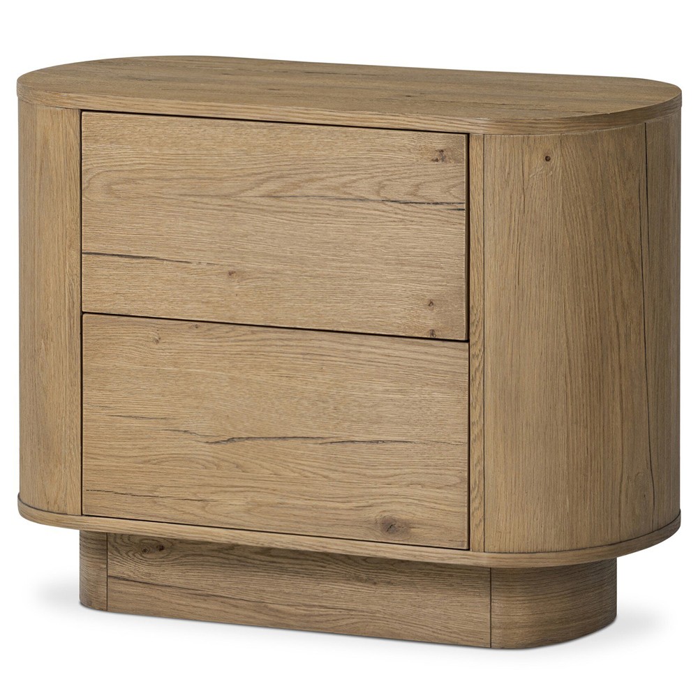 Paris Rustic Lodge Worn Oak Oval Nightstand|