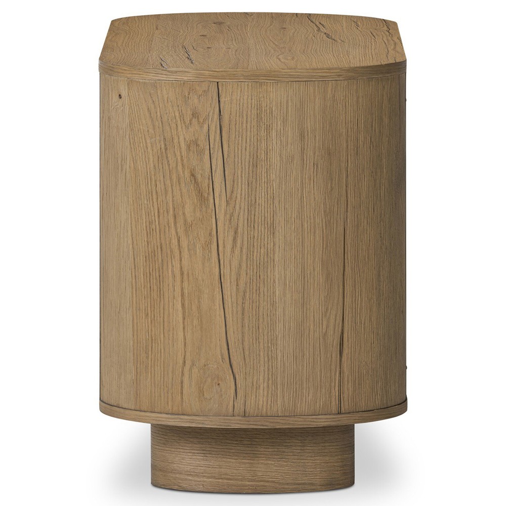 Paris Rustic Lodge Worn Oak Oval Nightstand|