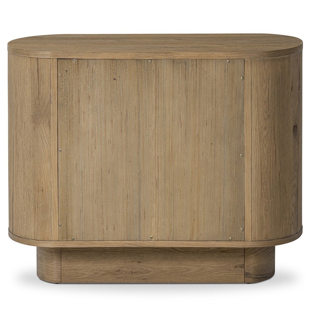 Paris Rustic Lodge Worn Oak Oval Nightstand|