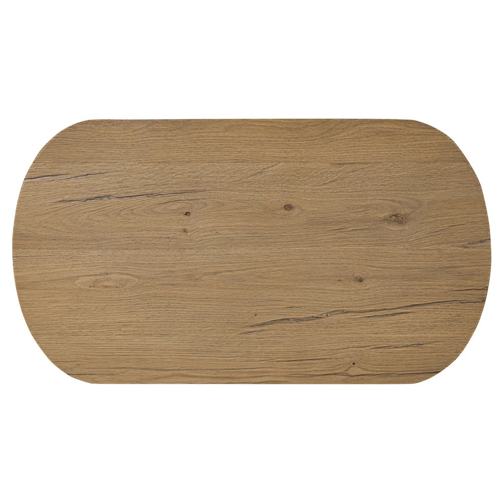 Paris Rustic Lodge Worn Oak Oval Nightstand|