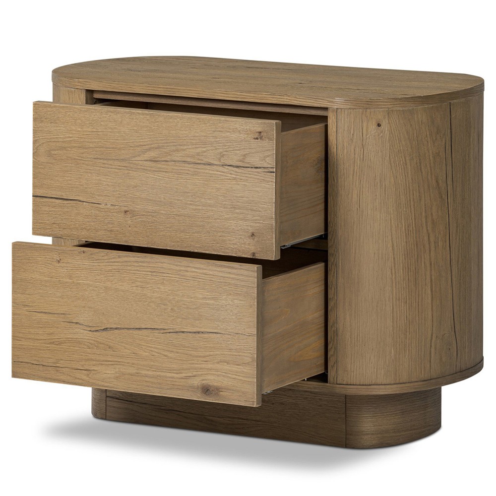 Paris Rustic Lodge Worn Oak Oval Nightstand|