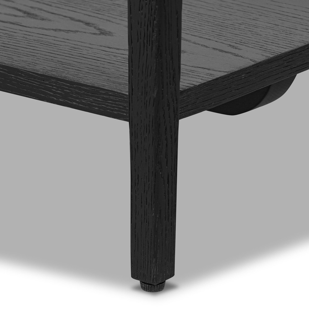 Rosal Modern Classic Black Oak Woven Rush Rectangular Console Table - 60"|