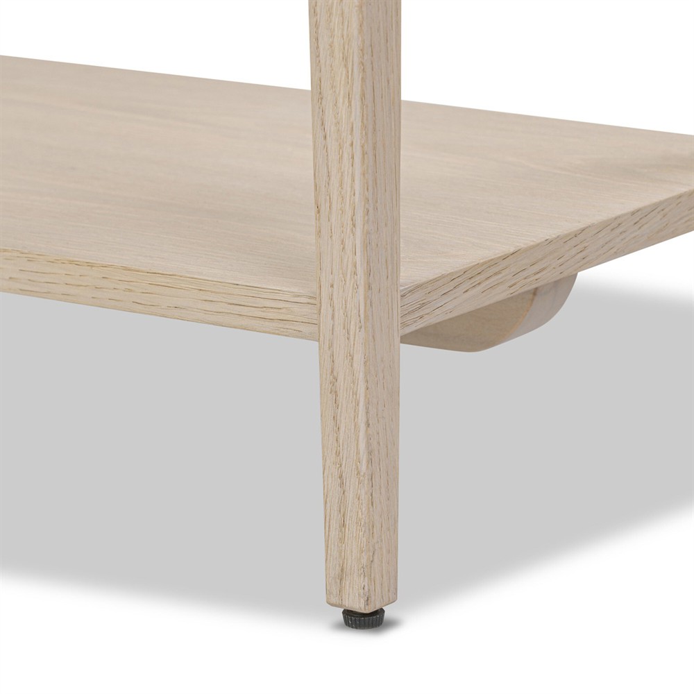 Rosal Modern Classic Natural Oak Woven Rush Rectangular Console Table - 60"|