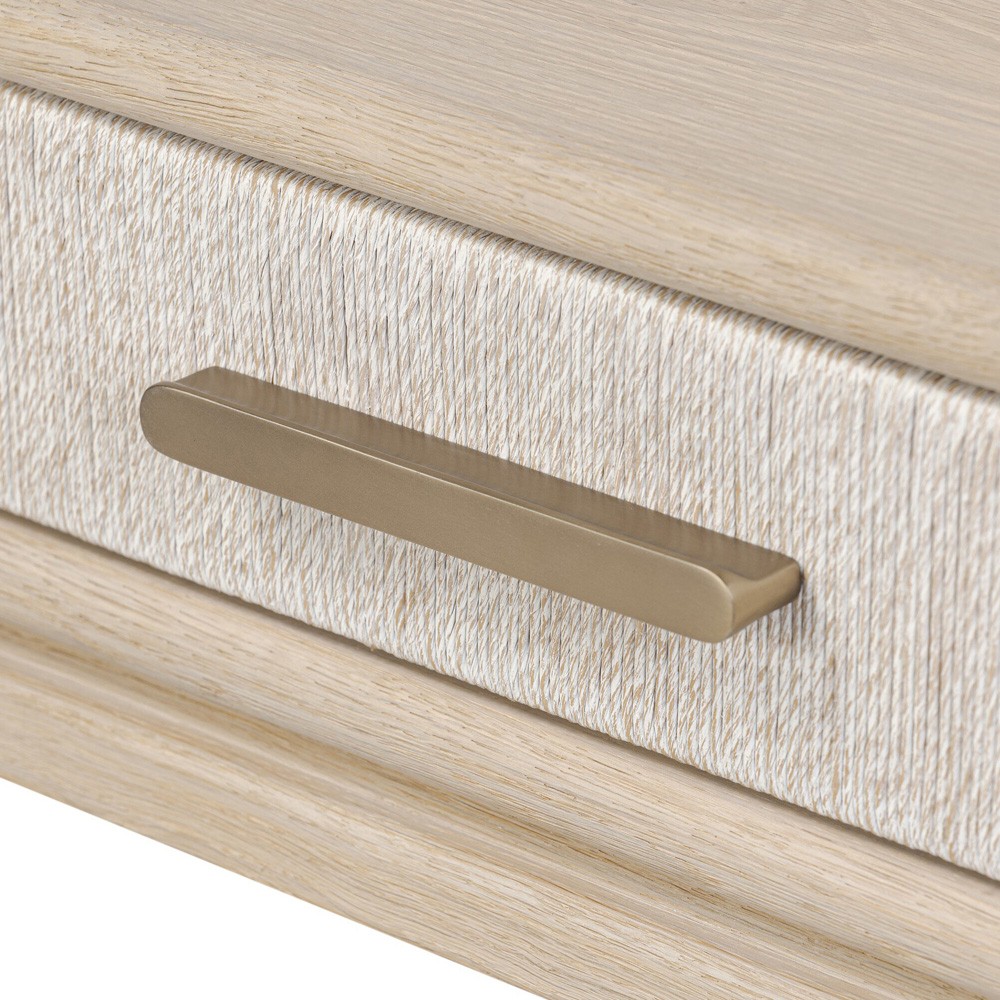 Rosal Modern Classic Natural Oak Woven Rush Rectangular Console Table - 60"|