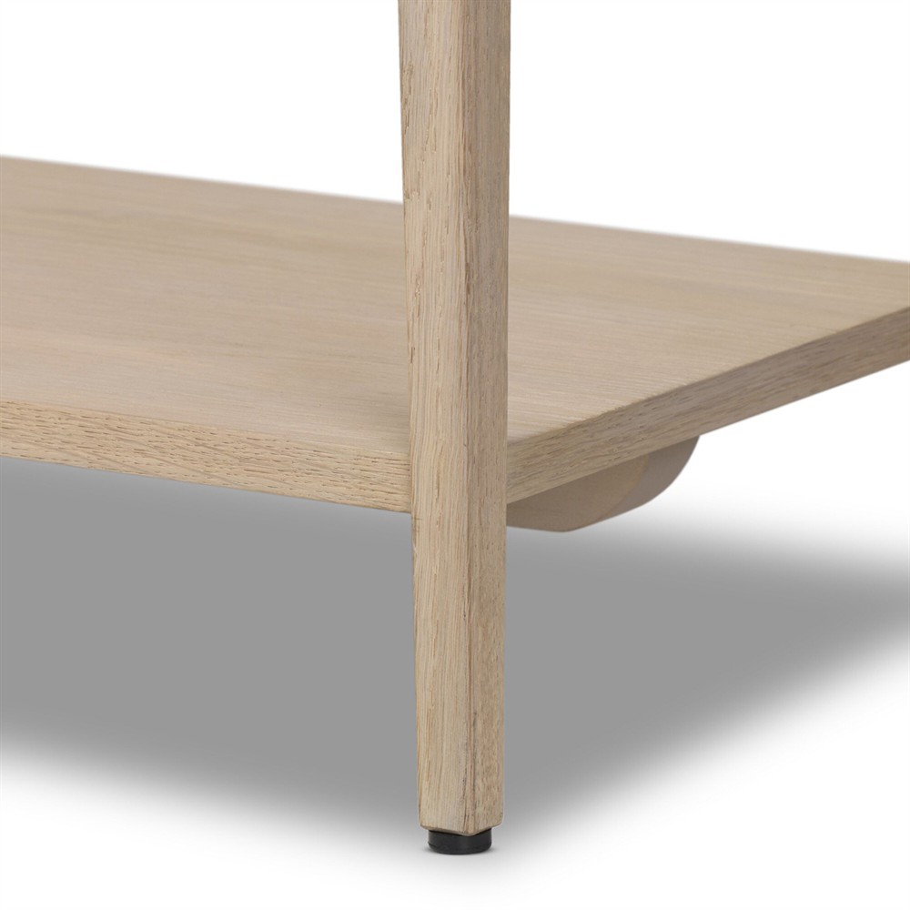 Rosal Modern Classic Natural Oak Woven Rush Rectangular Console Table - 78"|