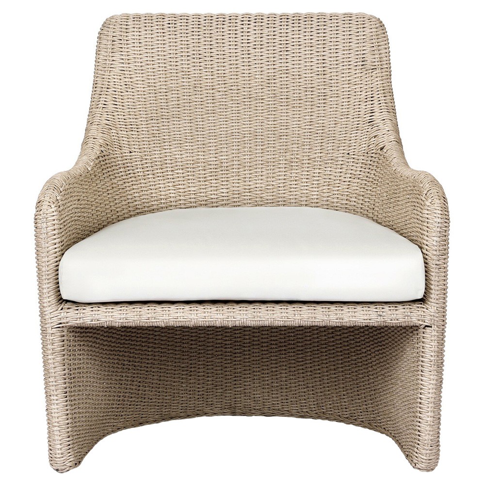 Heather Coastal Beach Vintage White Woven Outdoor Lounge Chair|