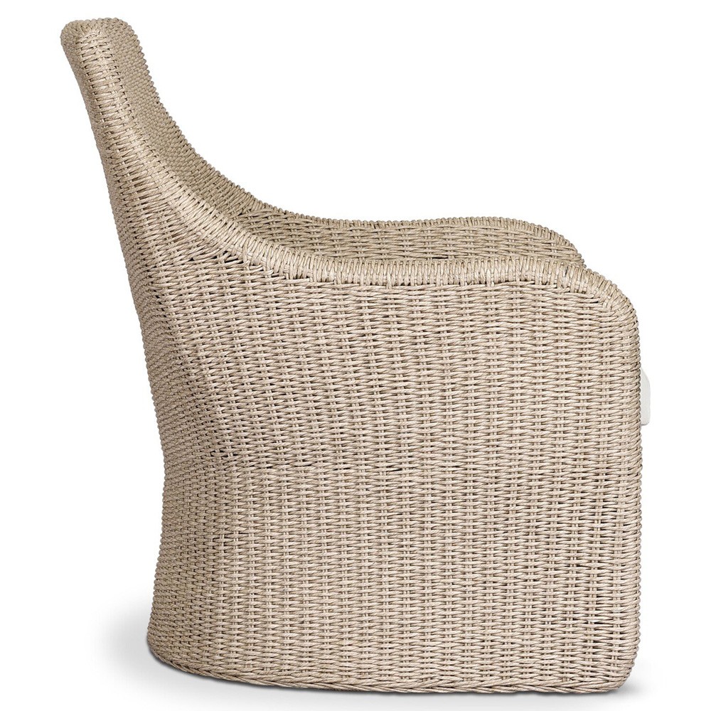 Heather Coastal Beach Vintage White Woven Outdoor Lounge Chair|