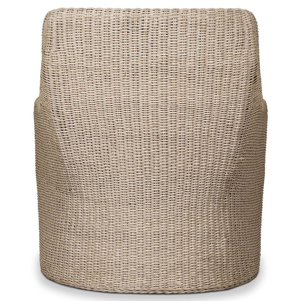 Heather Coastal Beach Vintage White Woven Outdoor Lounge Chair|