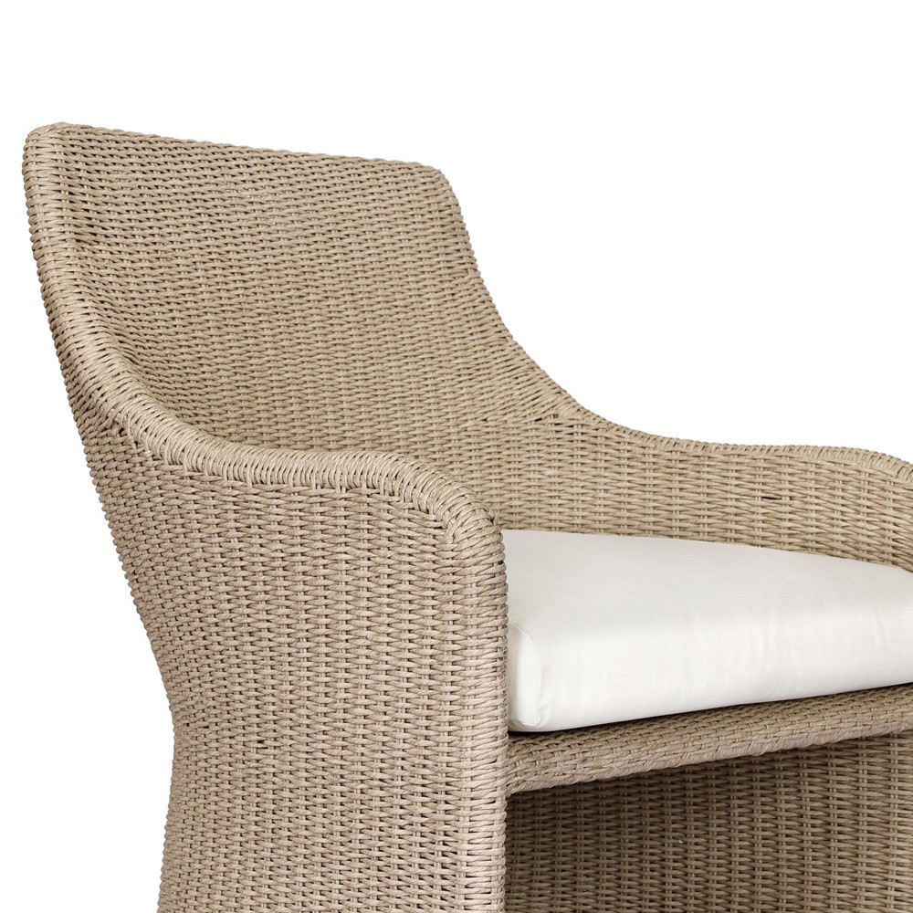 Heather Coastal Beach Vintage White Woven Outdoor Lounge Chair|