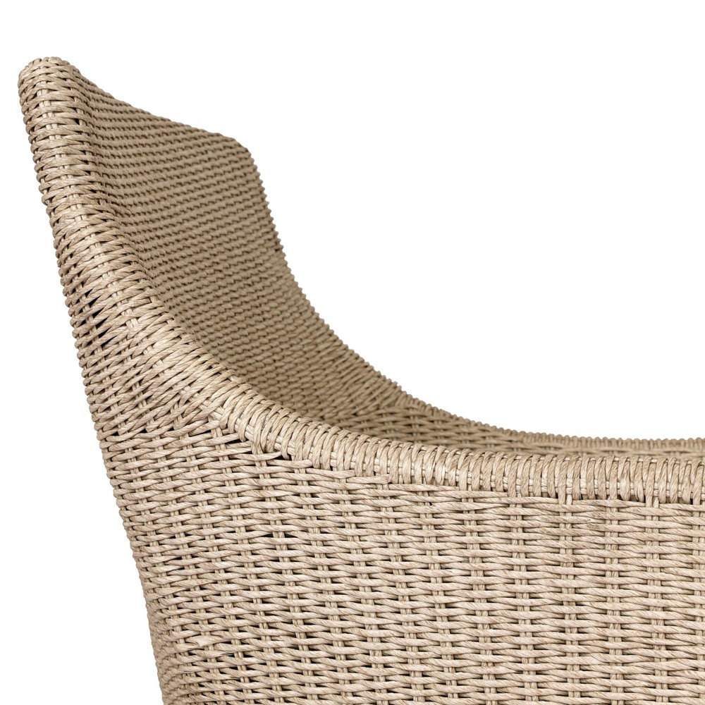 Heather Coastal Beach Vintage White Woven Outdoor Lounge Chair|