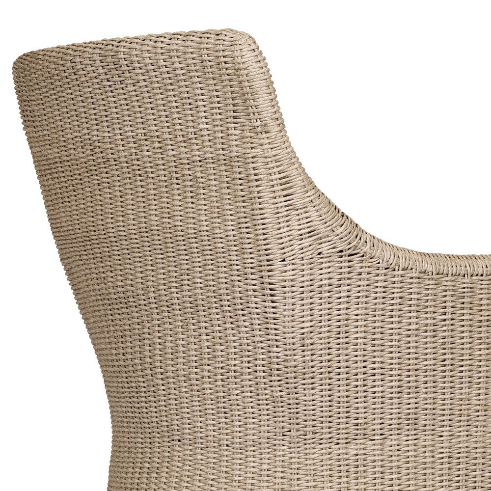 Heather Coastal Beach Vintage White Woven Outdoor Lounge Chair|