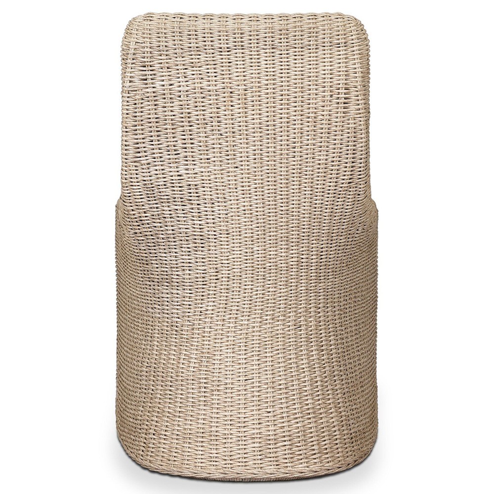 Heather Coastal Beach Vintage White Woven Outdoor Dining Chair|