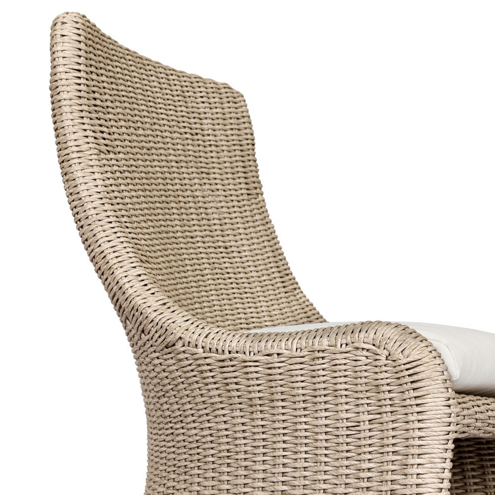 Heather Coastal Beach Vintage White Woven Outdoor Dining Chair|