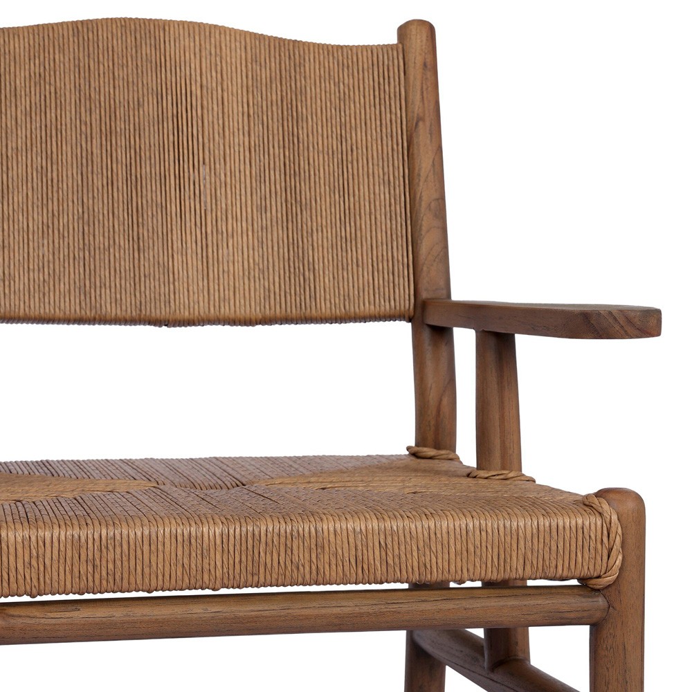 Hirom Updated Traditional Brown Wood Outdoor Dining Arm Chair|