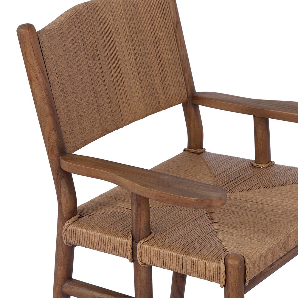 Hirom Updated Traditional Brown Wood Outdoor Dining Arm Chair|