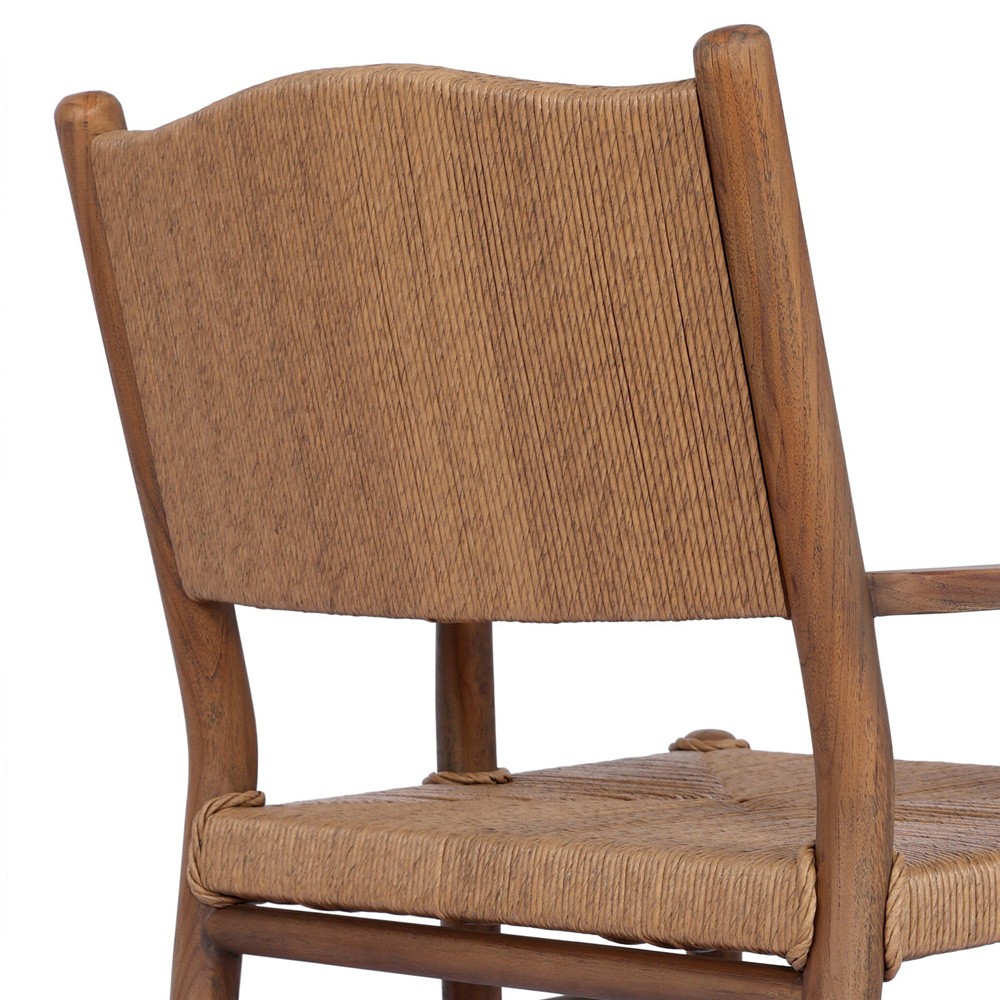 Hirom Updated Traditional Brown Wood Outdoor Dining Arm Chair|