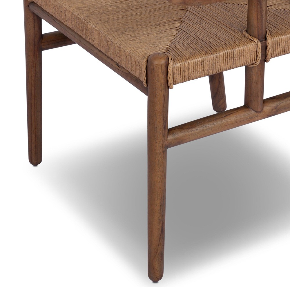 Hirom Updated Traditional Brown Wood Outdoor Dining Arm Chair|