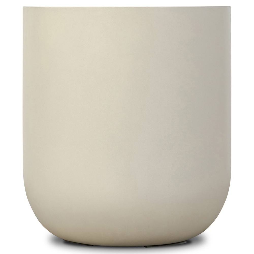 Yvonne Modern Classic White Concrete Outdoor Round Drum End Table|