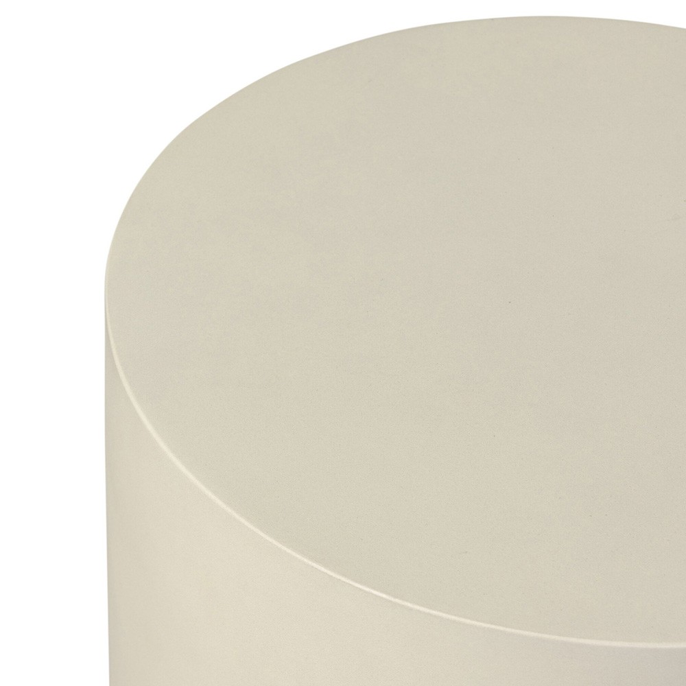 Yvonne Modern Classic White Concrete Outdoor Round Drum End Table|