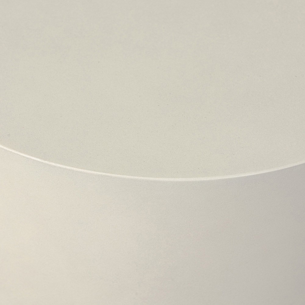 Yvonne Modern Classic White Concrete Outdoor Round Drum End Table|