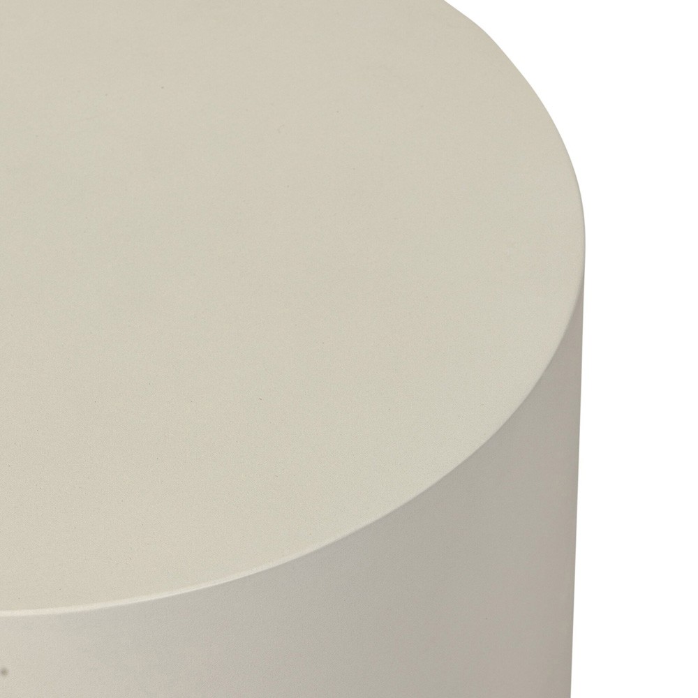 Yvonne Modern Classic White Concrete Outdoor Round Drum End Table|