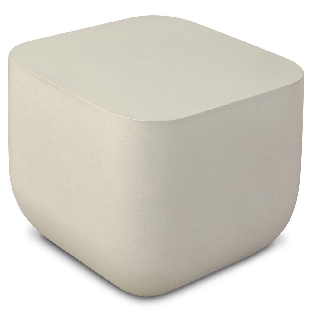 Yvonne Modern Classic White Concrete Outdoor Square Block End Table|