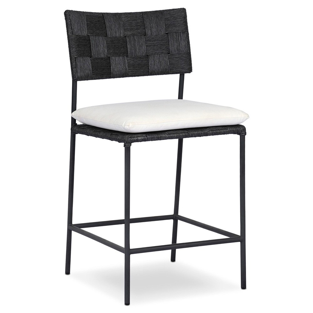 Lindsey Modern Classic Black Steel Outdoor Counter Stool|