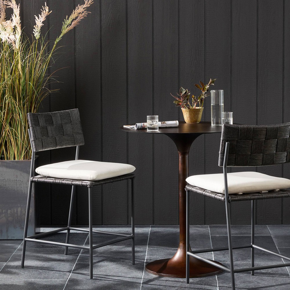 Lindsey Modern Classic Black Steel Outdoor Counter Stool|