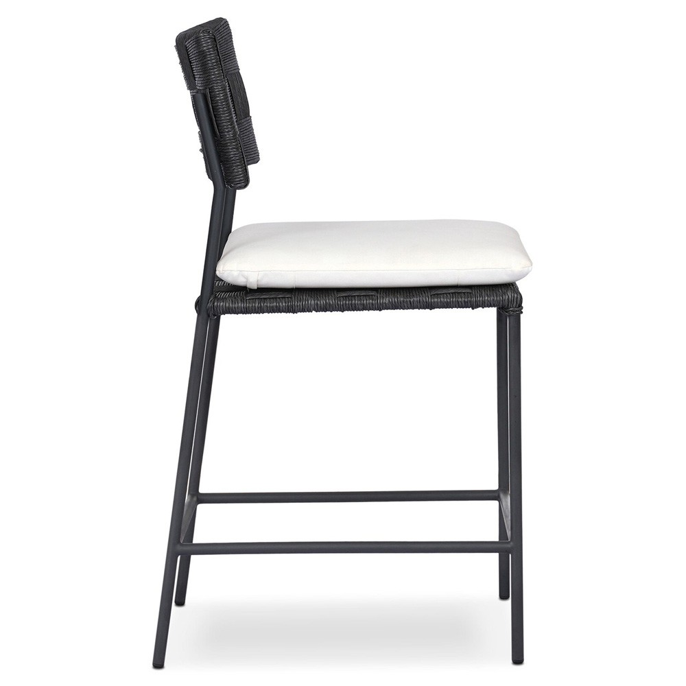 Lindsey Modern Classic Black Steel Outdoor Counter Stool|