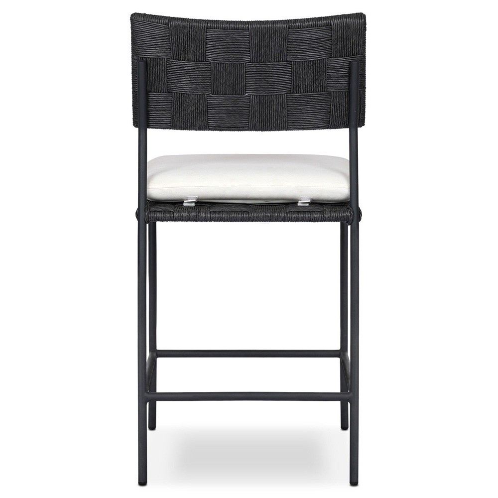 Lindsey Modern Classic Black Steel Outdoor Counter Stool|