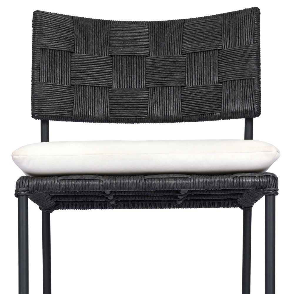 Lindsey Modern Classic Black Steel Outdoor Counter Stool|