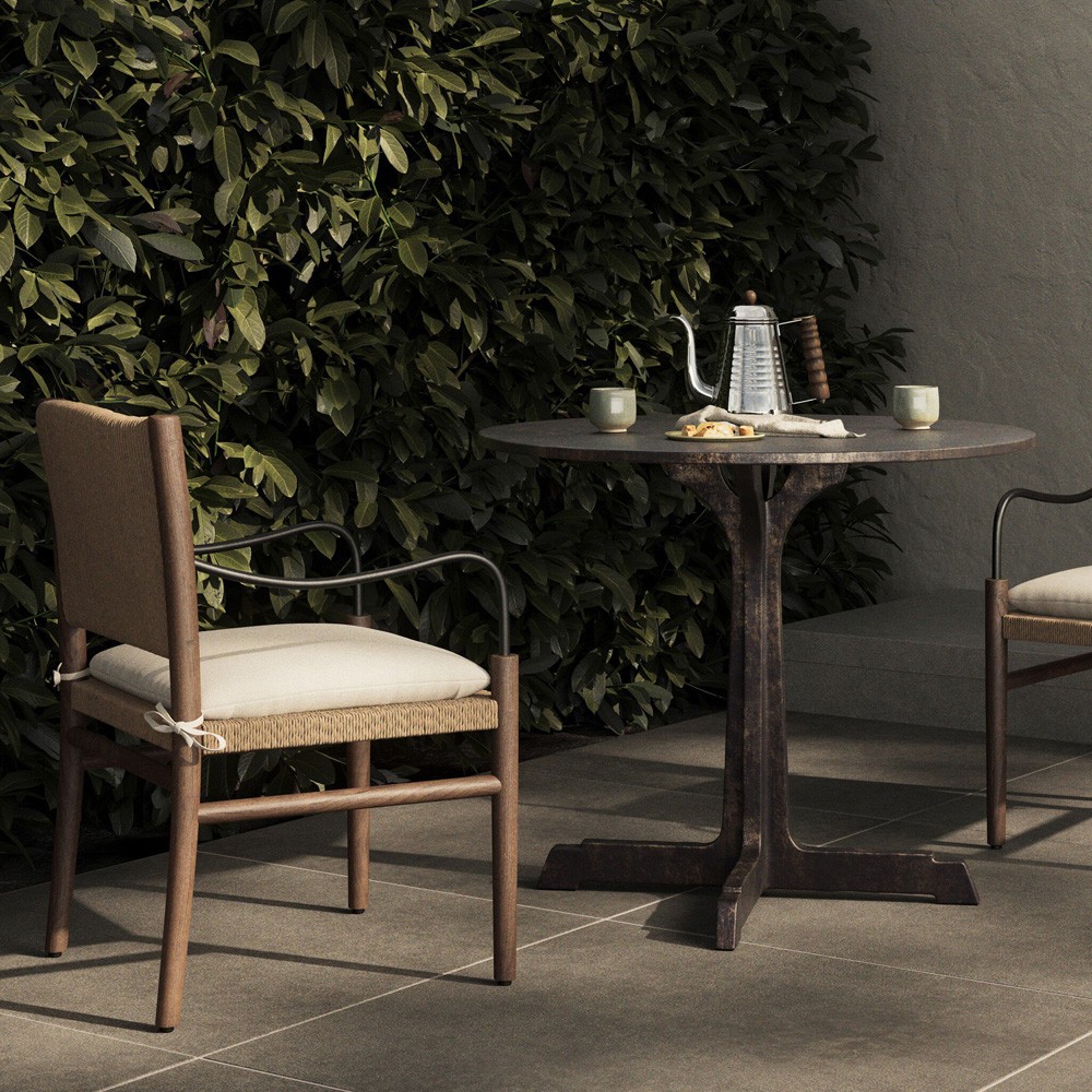 Malloy Updated Traditional Bronze Aluminum Round Outdoor Dining Table - 36"|