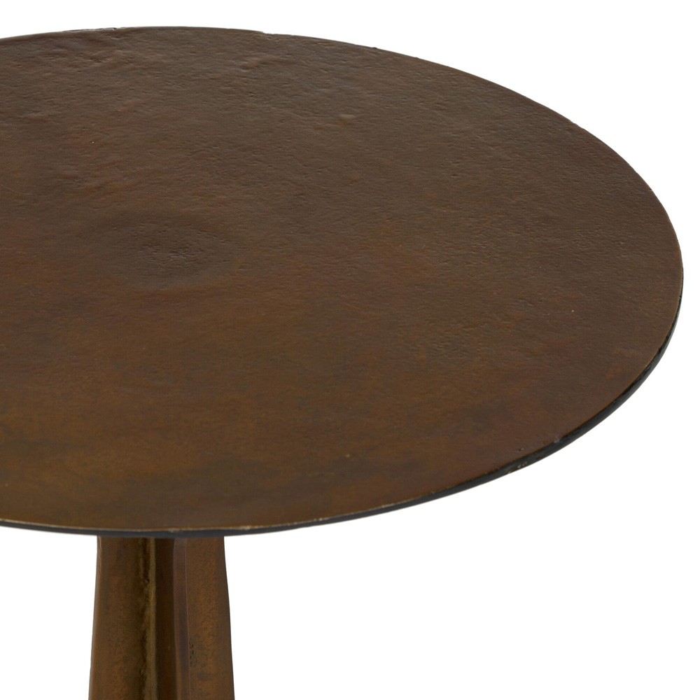 Malloy Updated Traditional Antique Brass Aluminum Outdoor Pedestal End Table|