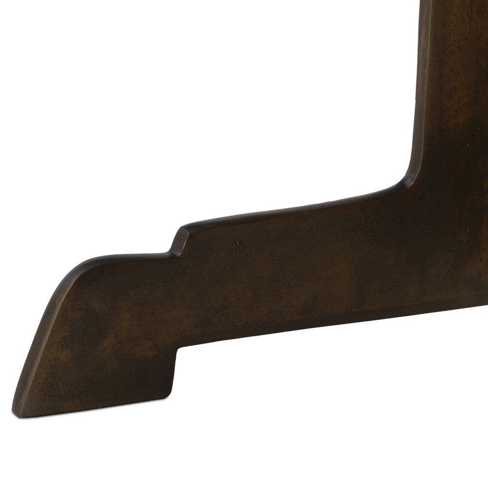 Malloy Updated Traditional Antique Brass Aluminum Outdoor Pedestal End Table|