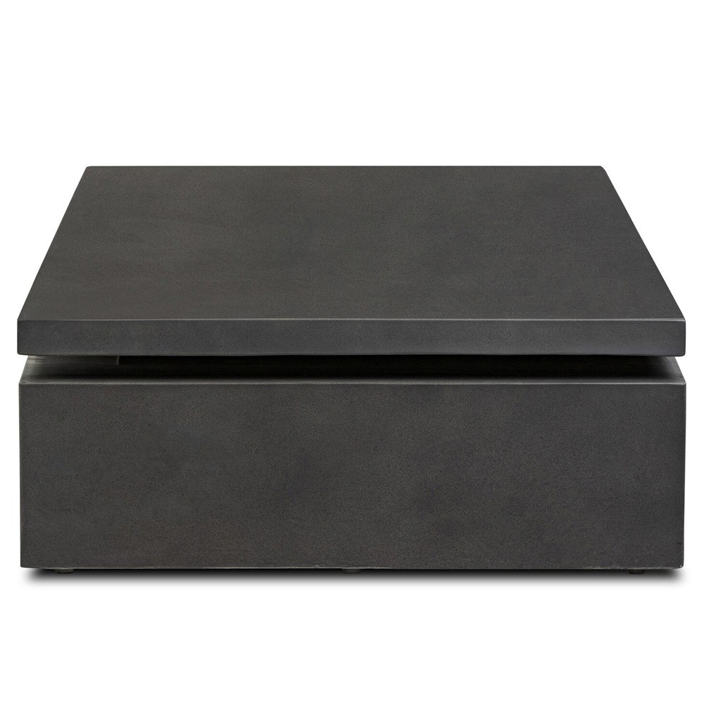 Rayan Modern Classic Black Concrete Rectangular Outdoor Coffee Table|
