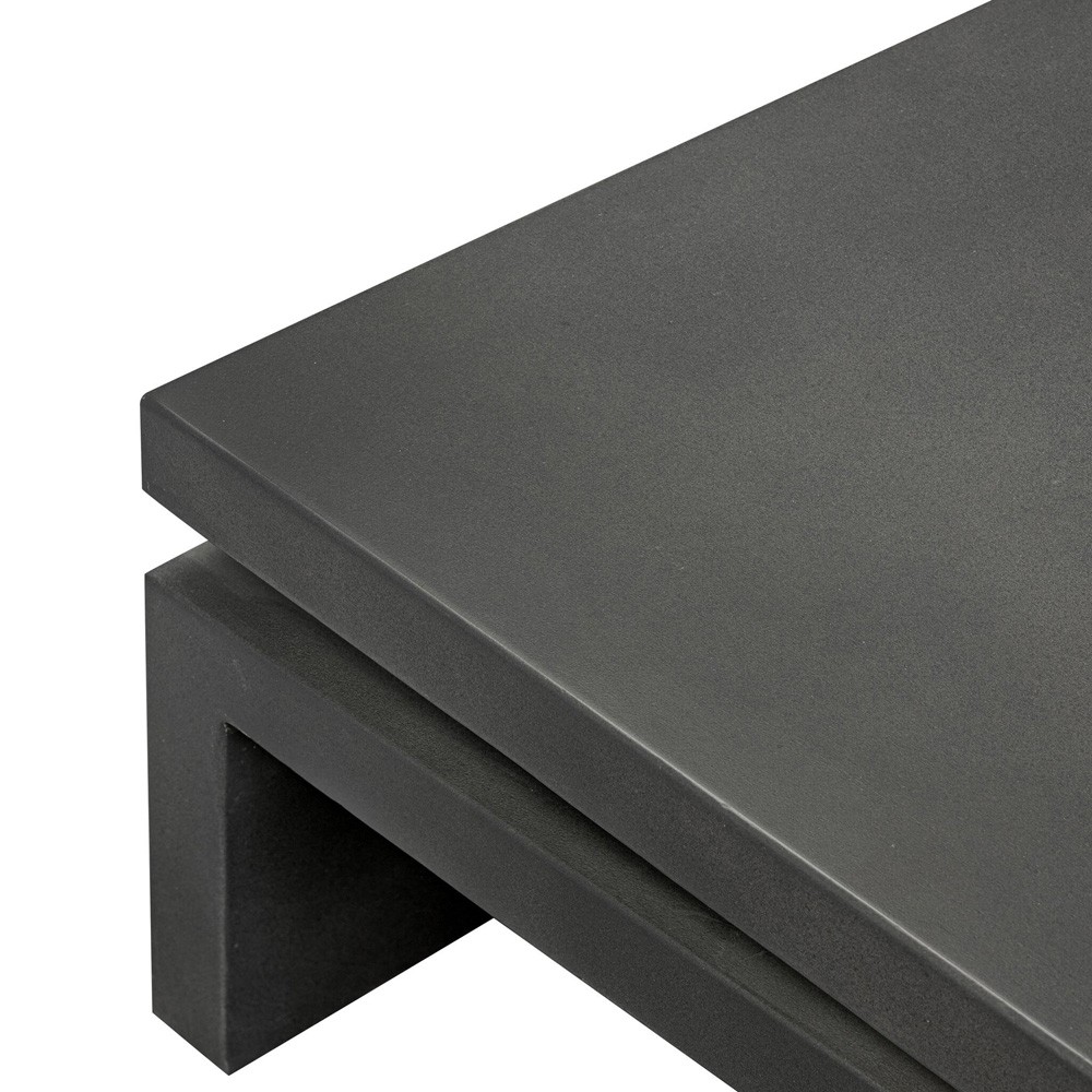 Rayan Modern Classic Black Concrete Rectangular Outdoor Coffee Table|