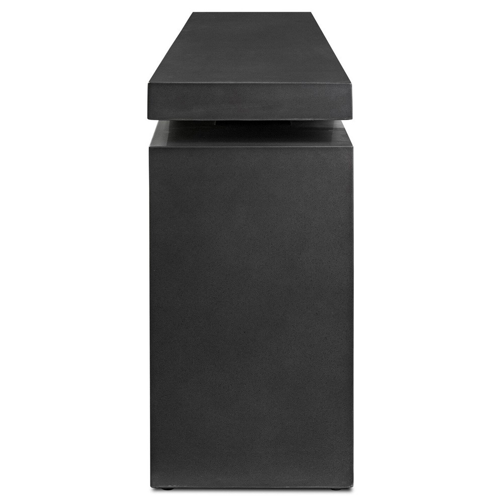Rayan Modern Classic Black Concrete Rectangular Outdoor Console Table|