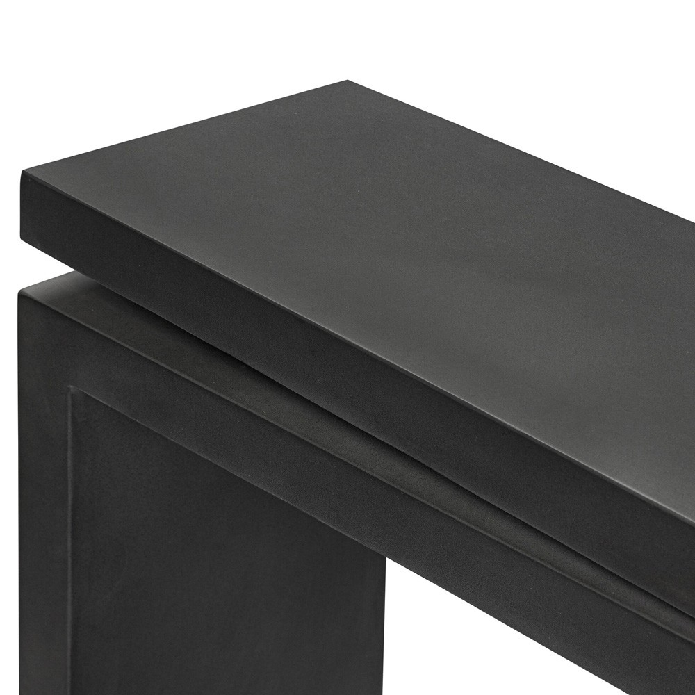 Rayan Modern Classic Black Concrete Rectangular Outdoor Console Table|