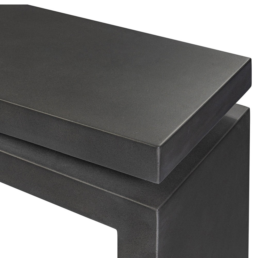 Rayan Modern Classic Black Concrete Rectangular Outdoor Console Table|