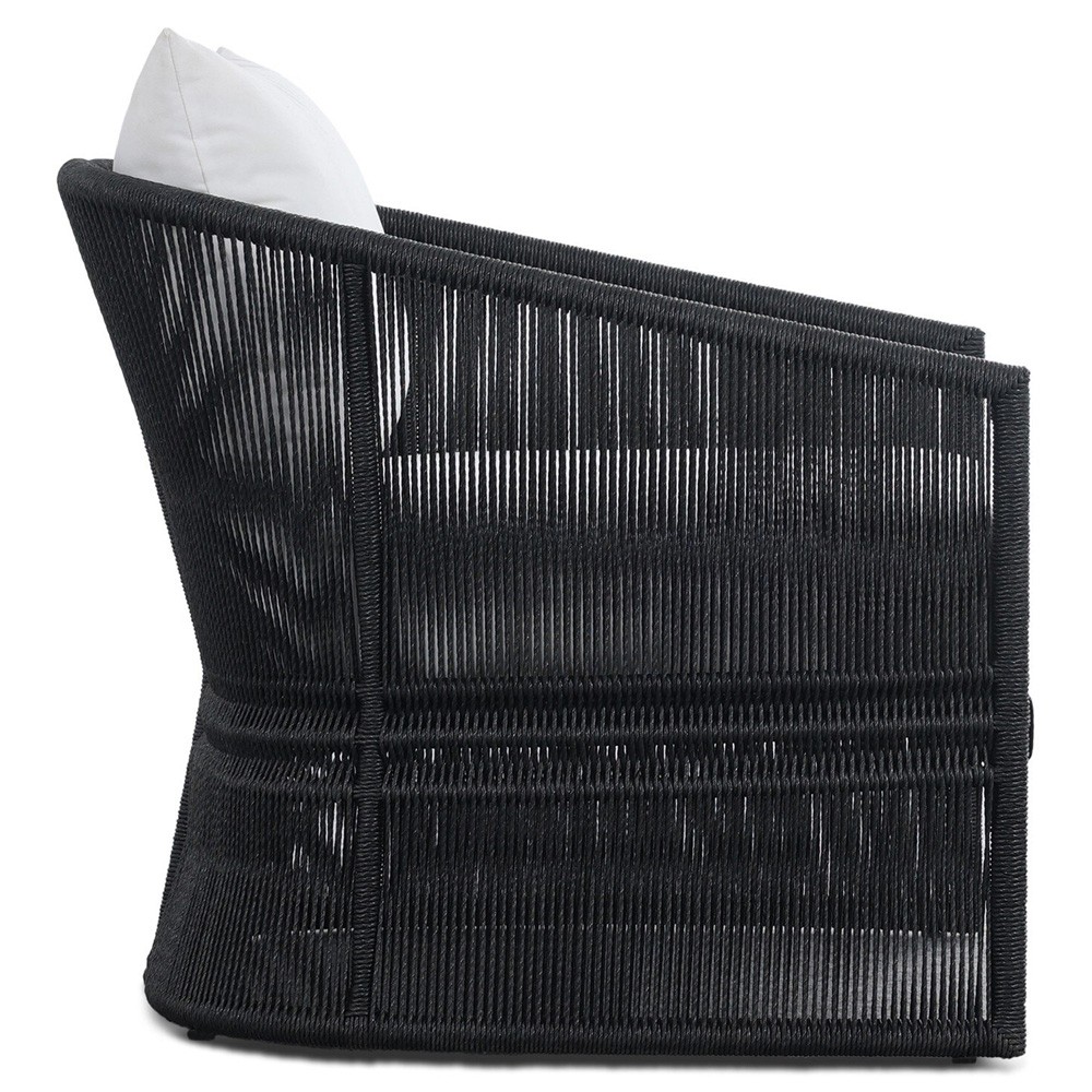 Mercer Modern Classic Black Woven Outdoor Dining Arm Chair | Kathy