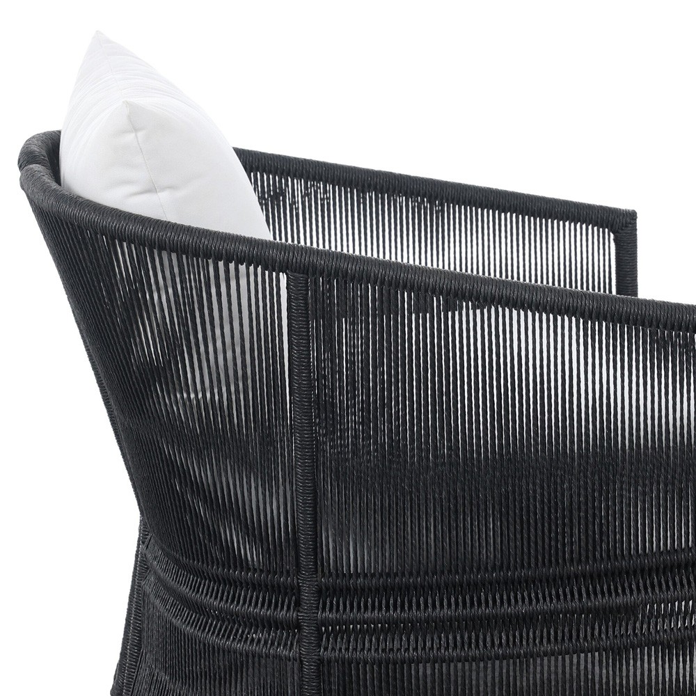 Mercer Modern Classic Black Woven Outdoor Dining Arm Chair | Kathy