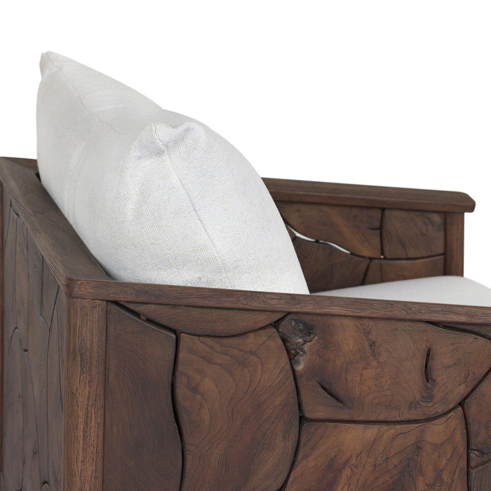 Ridge Rustic Lodge Dark Brown Teak Outdoor Lounge Arm Chair|