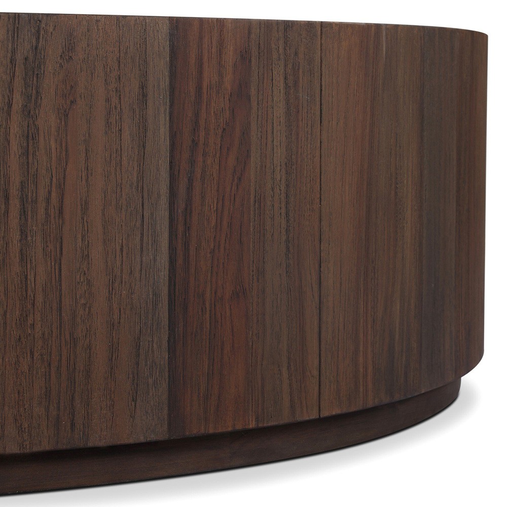 Ridge Rustic Lodge Dark Brown Teak Round Outdoor Coffee Table|