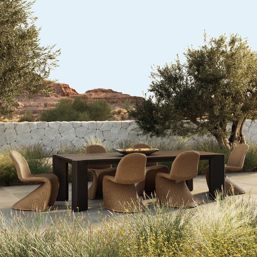 Soho Modern Classic Bronze Aluminum Rectangular Outdoor Dining Table - 106"|