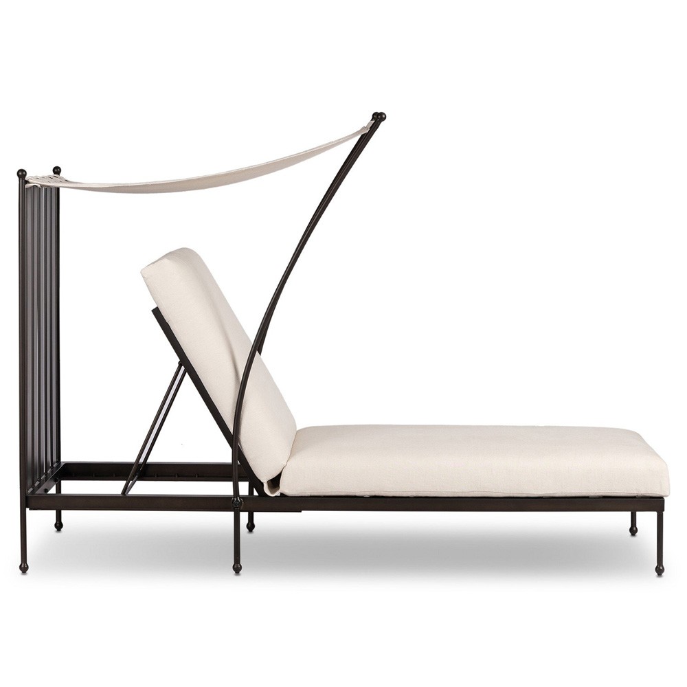 Gretchen French Country Bombay Flax Adjustable Outdoor Chaise Lounge|