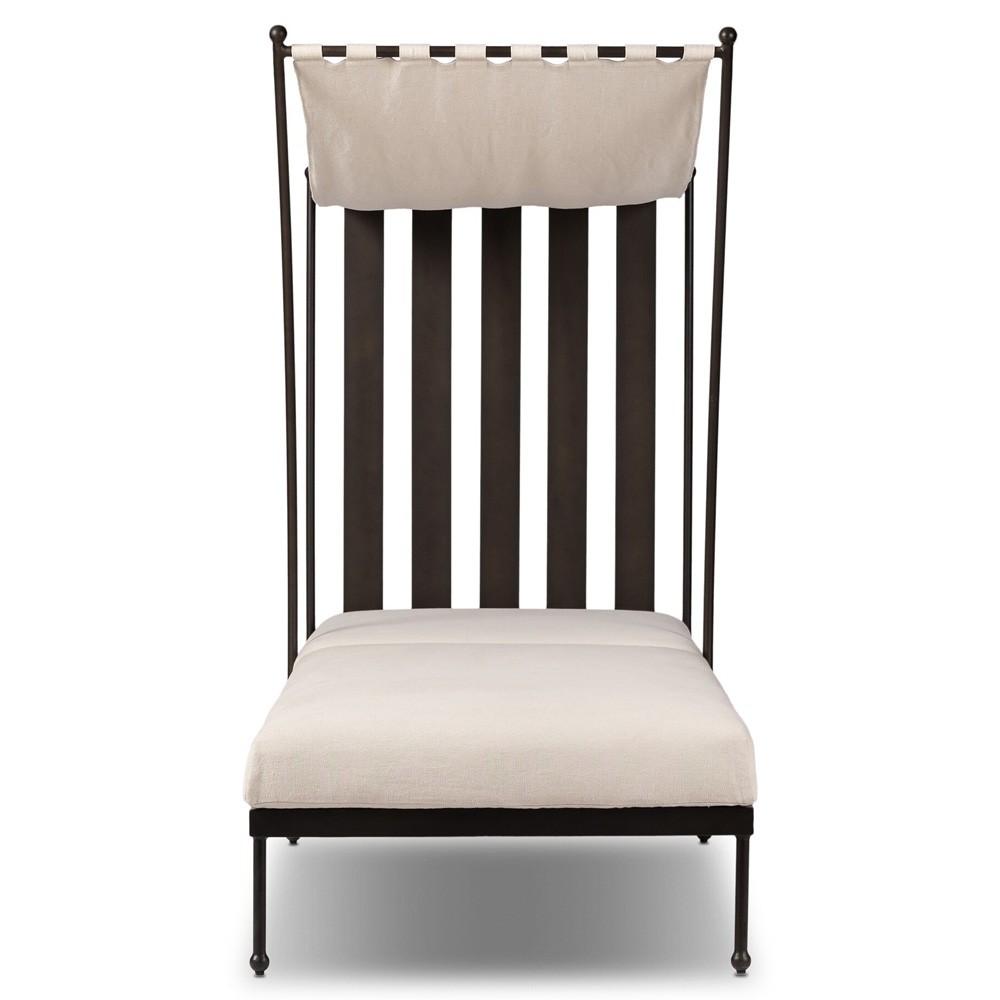 Gretchen French Country Bombay Flax Adjustable Outdoor Chaise Lounge|