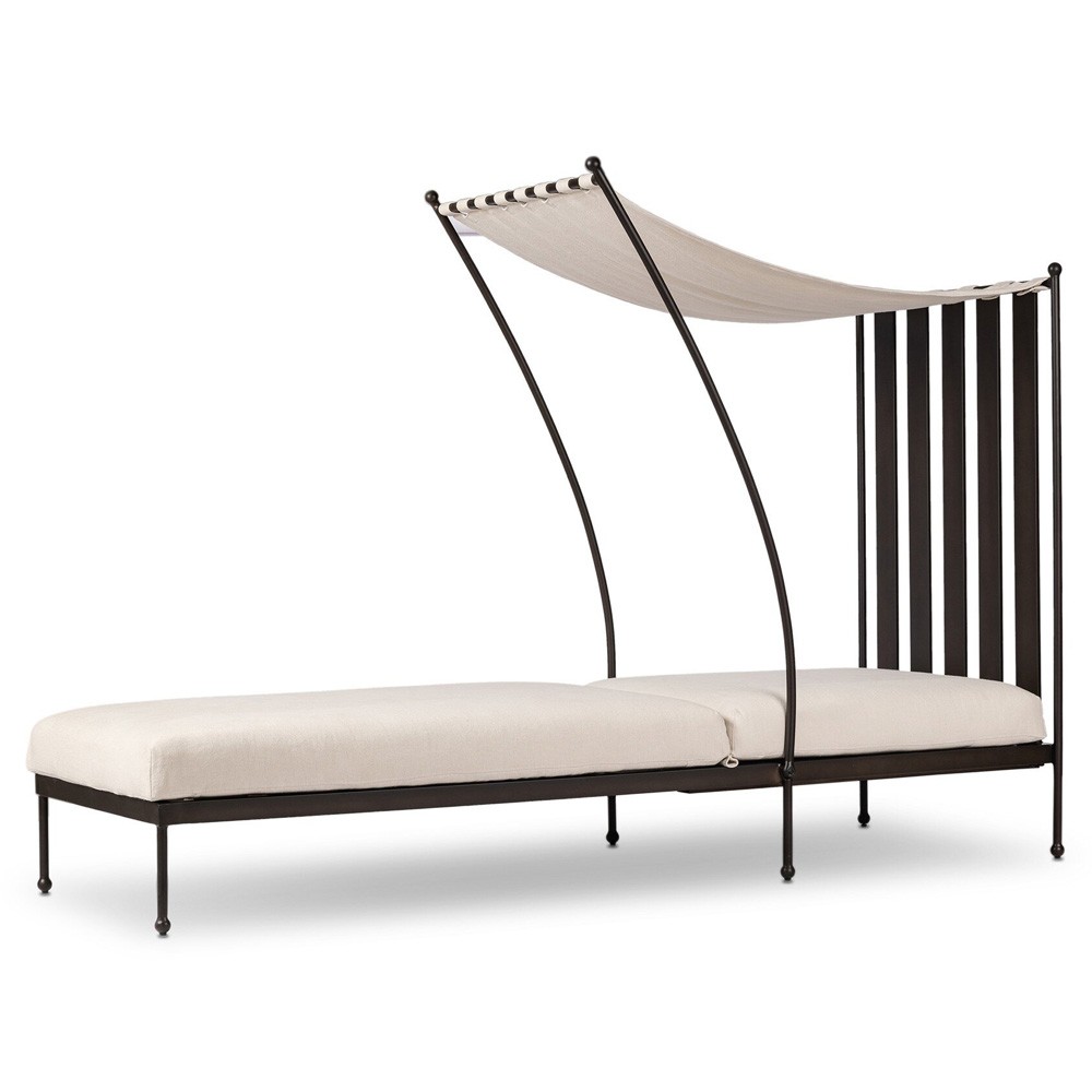 Gretchen French Country Bombay Flax Adjustable Outdoor Chaise Lounge|
